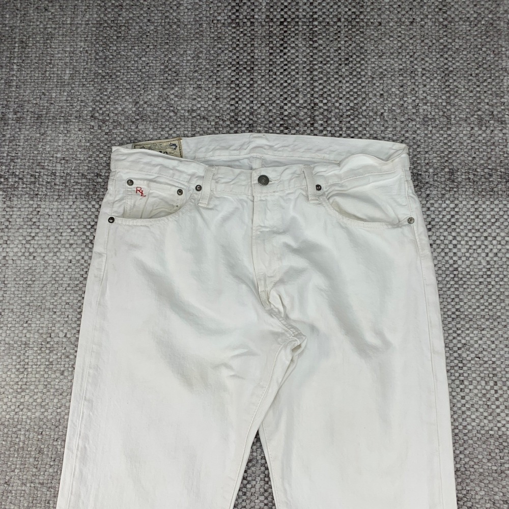 Polo Ralph Lauren Jeans Mens 34x34 White Varick Slim Straight Hudson Cotton - Picture 10 of 15